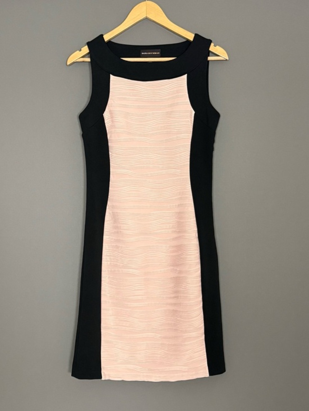 Dana Buchman Colorblock Textured Sheath Bodycon Dress Pink Black Size 6